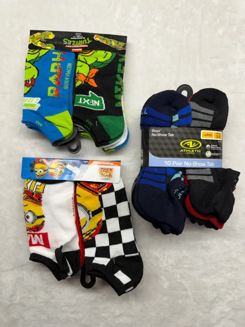 Nickelodeon Boys No-Show Socks - Black, Blue, Green, White, Yellow - 10 Pack
